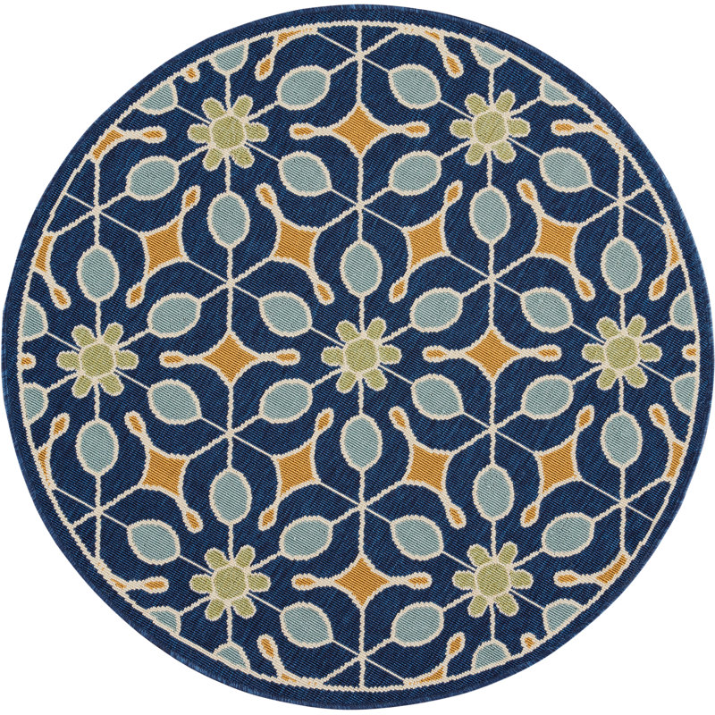 Sol 72 Outdoor™ Monterey Geometric Navy/Blue/Gold Area Rug & Reviews